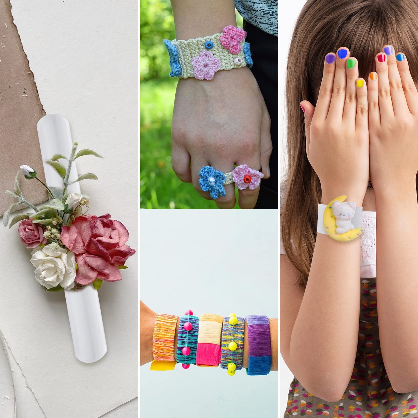 AMOR PRESENT Slap Bracelets Bulk, 64PCS White Slap Bracelets DIY Wrist Band Blank Snap Band for Kids Birthday Party Favors Schoo
