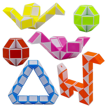 Lendod 12 Pack 24 Blocks Mini Fidget Snake Cube Mini Twist Puzzle Cubes Magic Speed Cubes Toy For Kids Party Bag Fillers, Party