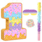 Aoriher Summer Birthday Piata Ice Cream Game Set Summer Number Piata with Bat Stick Blindfold Mask Confetti for Sundae Theme Bir