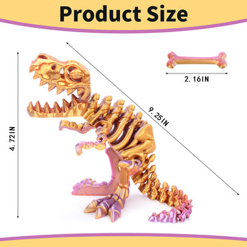 FunisFun 3D Printed Dragon with Articulated Bones for mature-themed  3D Printed Dinosaur Fidget Toys Decor for Stress Relief (Red-Gold-Purple  1P)