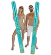 POZA 2 Pack Jumbo Inflatable Pool Noodle Floats - 74-inch enhanced elegant Giant Pool Noodle Inflatable Floats  Sparkle Blue Gold Glitter Confetti Pool Float Inflatable Noodles for Ocean  Lake  Beach