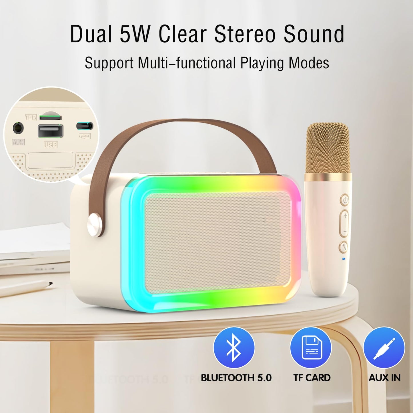 MEGUO Karaoke Machine Microphone Fun Toys Christmas Birthday Gifts for mature-themed Women Men Girls Kids Toddler Boys Portable Bluetooth Speaker with 2 Wireless Microphone for Home Party Birthday