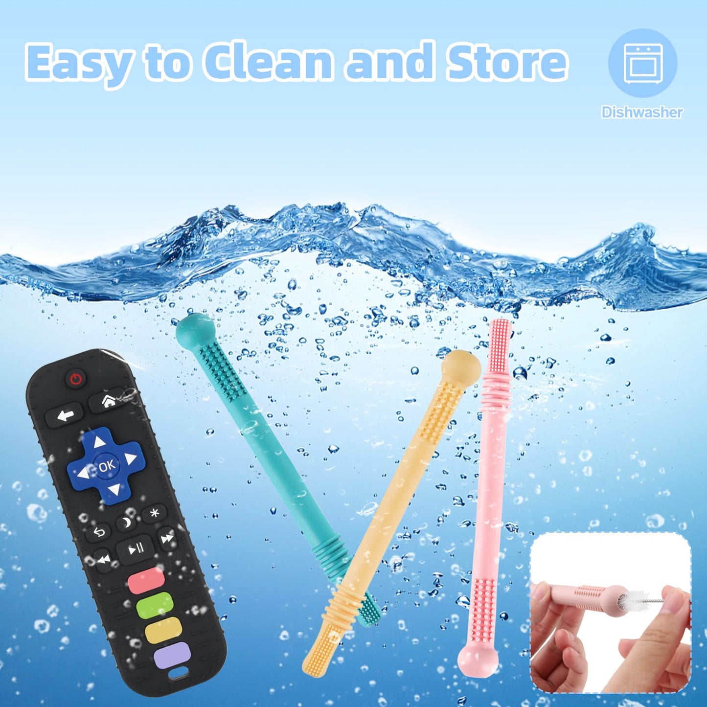 Teething Toys For Babies 0-6 6-12 12-18 Months Bpa Free Teething Sticks And Remote Teether For Babies Baby Sensory Chew Toys For