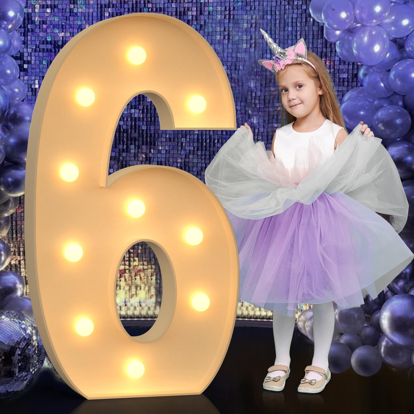 4Ft Light Up Numbers, Large Marquee Numbers For 6Th 16Th 60Th Birthday Decorations, Giant Light Up Numbers For Party Anniversary