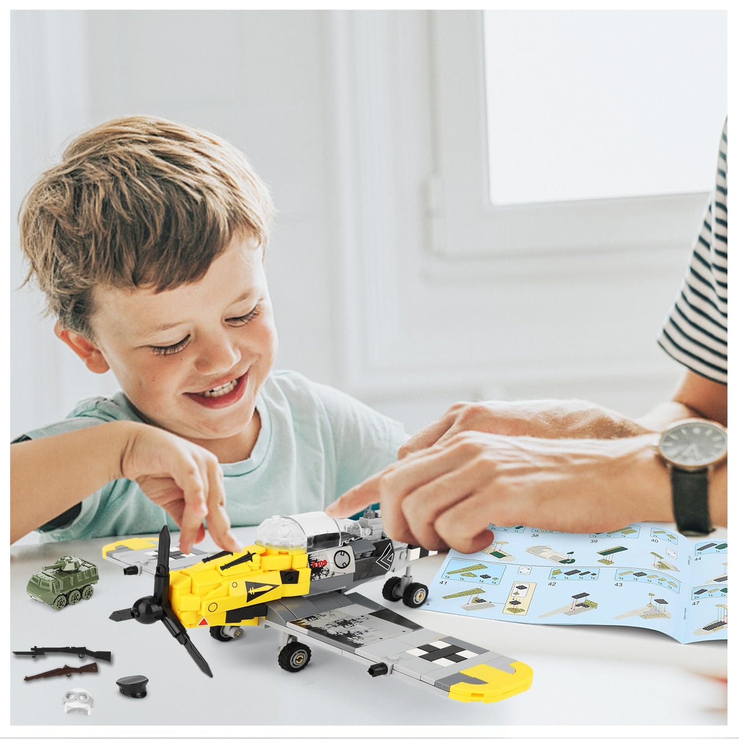 Toy Player Bf-109 Fighter Jet Plane Jet Building Set - Compatible With Leg0 7 Year Old Boy, Military Airplanes Model, Gift For Boys Age 6 7 8 9 10 11 12 And Ww2 Military Setcollectors & Enthusiasts