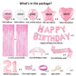 21St Birthday Decorations Pink, Happy Birthday Balloon, Foil Curtains, Table Runner, Cake Topper, Birthday Sash And Princess Cro