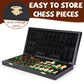 15-Inch Wooden Chess Set - enhanced Folding Wooden Chess Board with Carved Chess Pieces  Built-in Storage  Portable and Travel-Friendly Chess Game Sets for mature-themeds and Kids