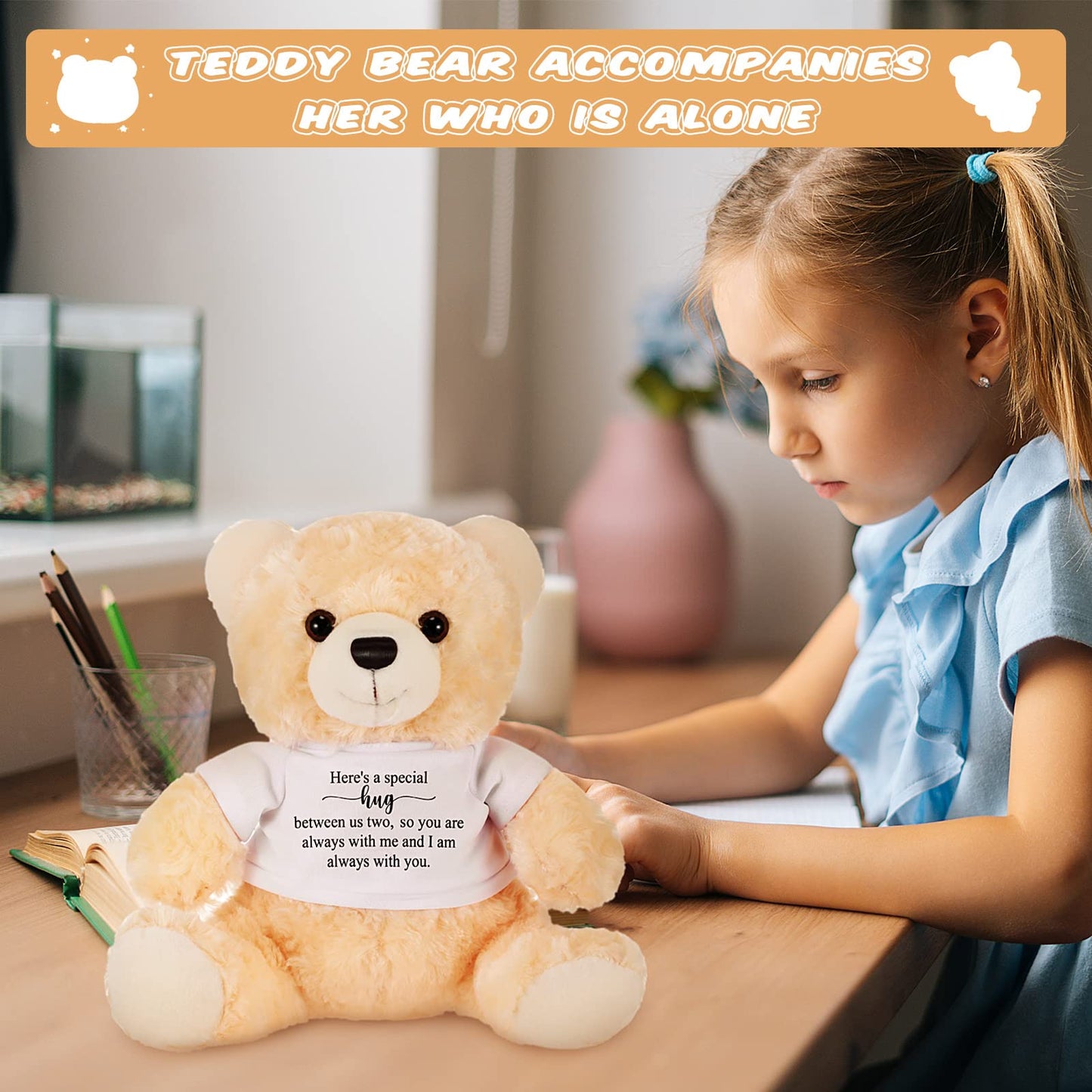 Deekin 2 Pcs Sympathy Gift Small Bear 9.8 Inch Plush Stuffed Animal With A Bear Hug Sign Condolences Memorial Loss Of Loved Ideal Gift For Funeral Birthday Baby Showe(Beige, White)