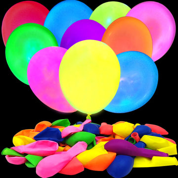 210 Pieces Colored Neon Balloons For Black Light Glow In The Dark Balloons Neon Party Decorations Glow Party Supplies Uv Reactiv