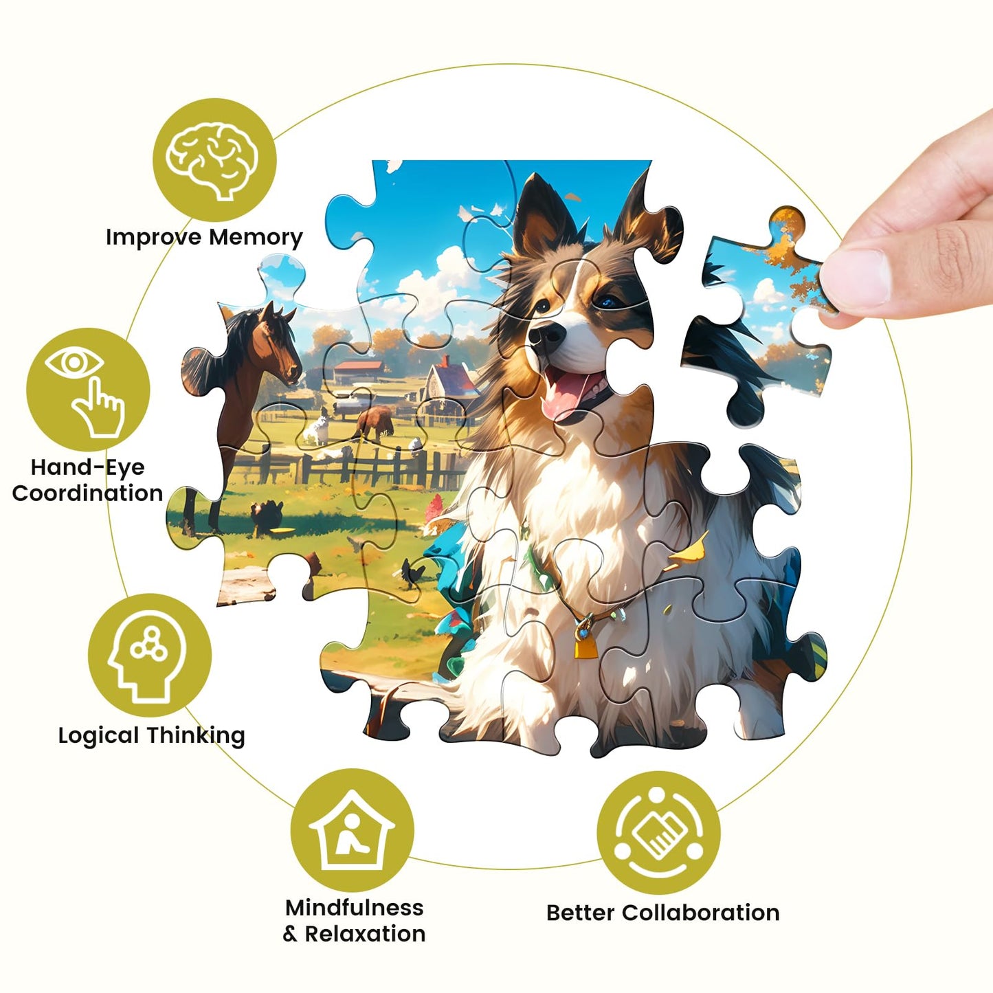 500 Pieces Puzzles for mature-themed Jigsaw Puzzle 500 Piece Puzzle Children Elderly Puzzle Dog Farm Puzzle Gift for Mom Dad Family Friend Family Activity Games Home Decor Wall Art 20.5x15IN