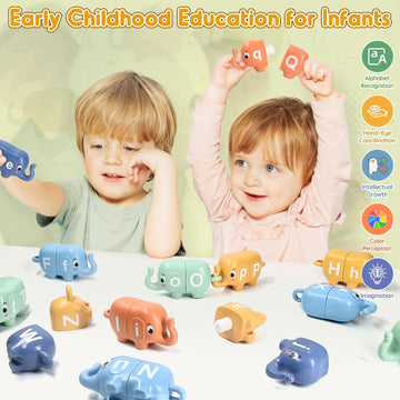 Elephant Alphabet Letter Matching Puzzle Toys For Toddlers 18 Months, 26 Abc Learning Game Fun Preschool Educational Classroom Stacking Toy For 2 3 4 Year Old Boys & Girls, Ideal 1St Birthday Gift