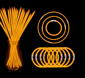 Yofobu Orange Glow Sticks Light Up Bracelet Necklaces Bulk 50Ct 8' Glowsticks With Connectors 4Th Of July Neon Party Supplies For Hawii Carnival Halloween Christmas Easter Birthday