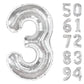 Silver 3 Balloon, Number Balloons 40 Inch, 3Rd Birthday Decorations For Kids Girls Boys, Men Women Silver Party Supplies For Par