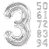 Silver 3 Balloon, Number Balloons 40 Inch, 3Rd Birthday Decorations For Kids Girls Boys, Men Women Silver Party Supplies For Par