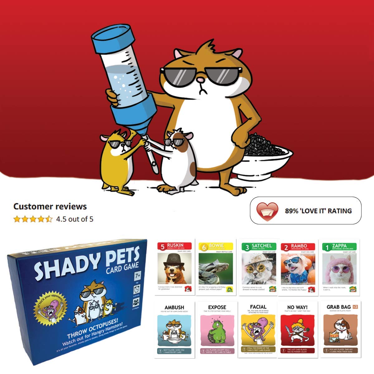 Shady Pets Card Game - Fun Family Game for 2-6 Players, Perfect for Game Night, Travel, and Parties, Blue, Model SP-1001