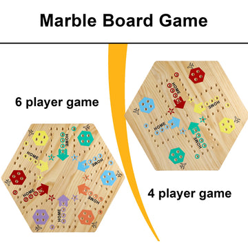 Medikaison Extra Large 23.6 Inches Wahoo Marble Board Game 4 And 6 Players 2 Sided Painted Thicken Wood Board Perfect Game For Family Friends Party