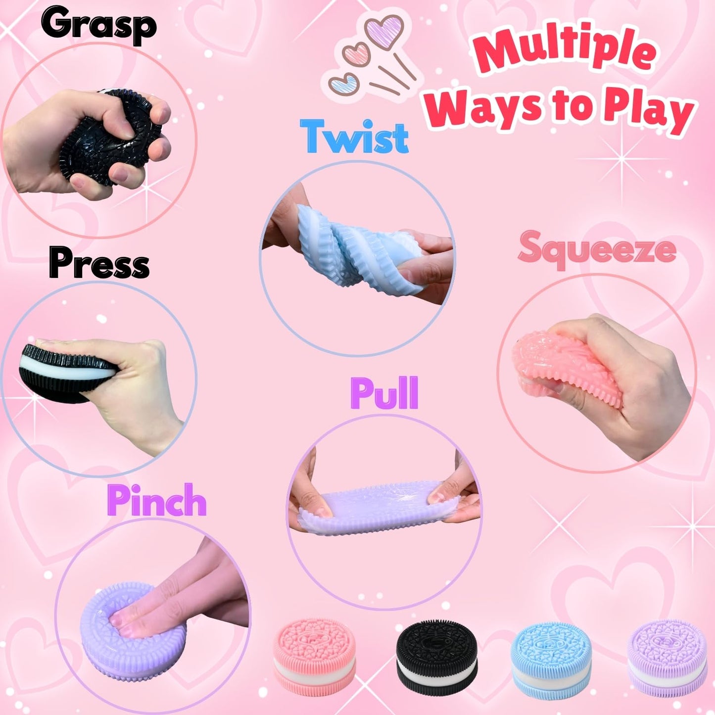 4Pcs Biscuit Stress Relief Toy, Pinching Biscuit Simulation Squishy Toy, Anxiety Relief Sensory Toy,Soft Decompression Toy, Stre