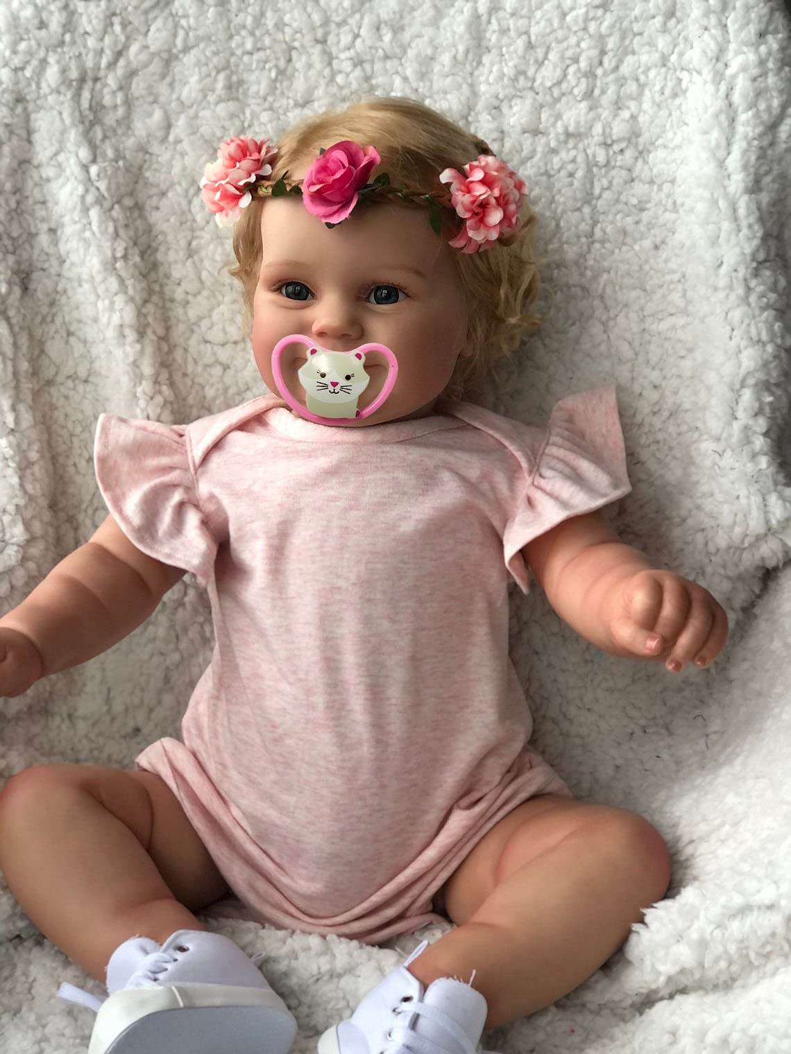 Icradle 20' Realistic Reborn Baby Doll Girl With Rooted Blonde Hair, Silicone Toddler Toy For Ages 3+