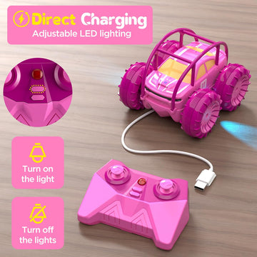 zingzoom Amphibious Remote Control Car, Rechargeable Direct Charging RC Cars 360 Flip Waterproof RC Stunt Car 2.4Ghz 15KM/H 4WD