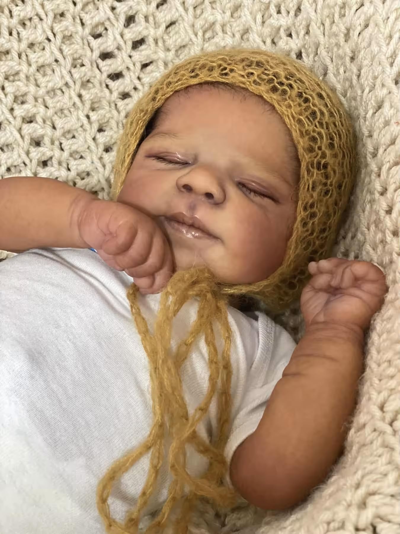 Zero Pam Reborn Baby Dolls Black Boy Sleeping with Curly Hair, 18 Inch African American Soft Vinyl Full Body Silicone Realistic