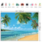 Ruini Polyester Tropical Beach Backdrop Summer Palm Trees Photography Backdrop Blue Sea Sky Sunshine Luau Themed Party Decoratio