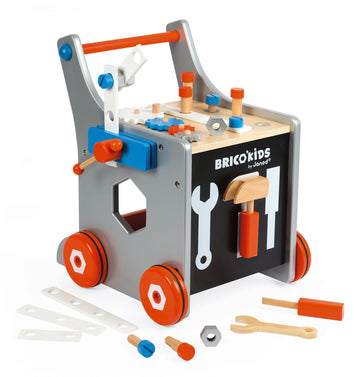Janod Brico'kids Magnetic DIY Trolley - Walker with 26 Accessories - Ages 18+ Months - J06478