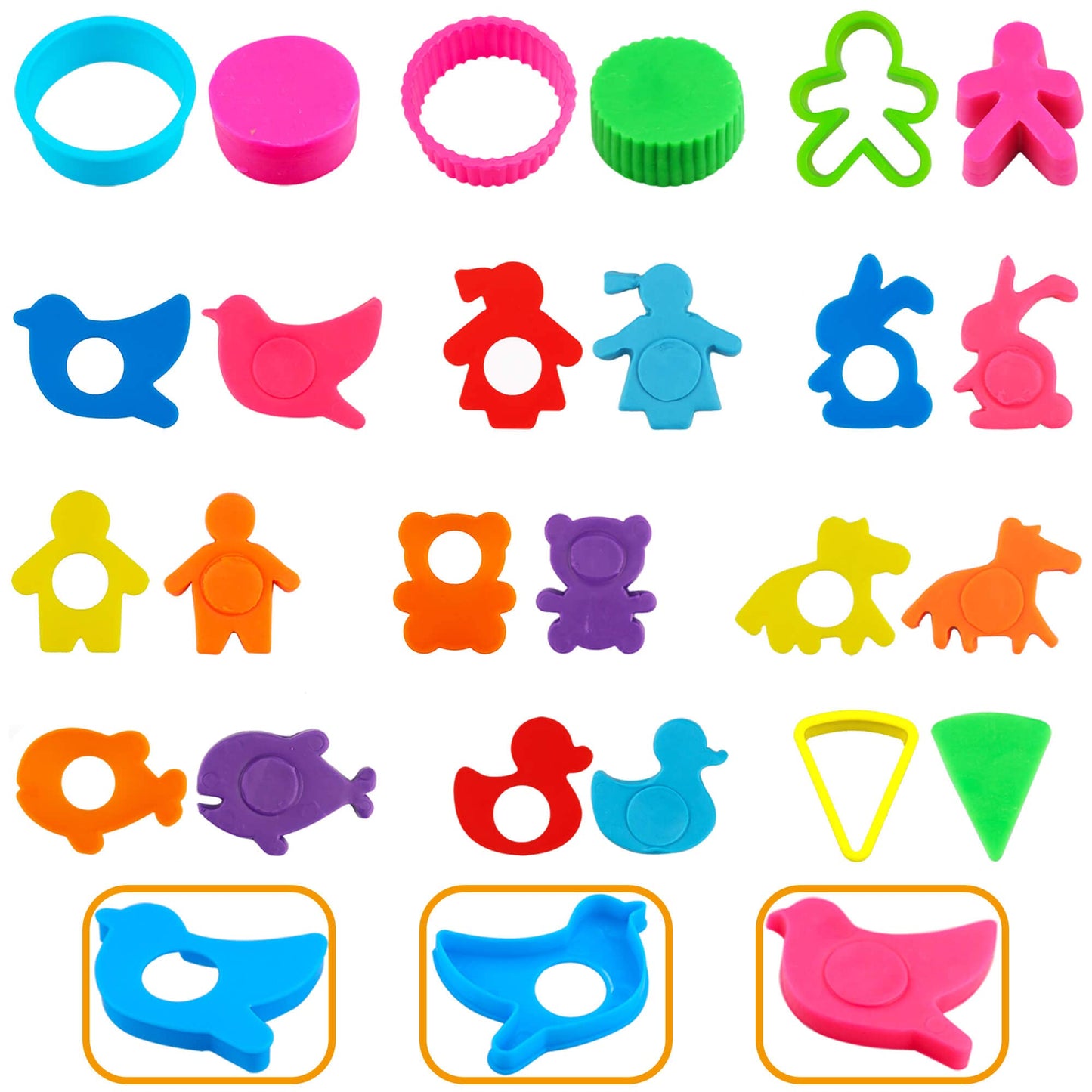Frimoony Dough Tools Set For Kids, Various Animal Molds, Rolling Pins, Random Color, 47 Pcs