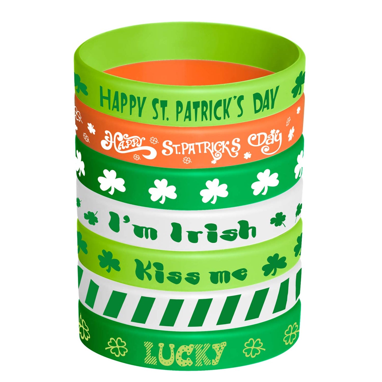 TUPARKA 35 Pieces St Patrick Bracelets Rubber Clover Irish Bracelet Silicone Bracelet for Party Favors School Children Gifts Sup