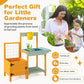 Costzon Mud Kitchen, Kids Potting Bench with Garden Bed & See-Through Window, Trellis, Kids Kitchen Playset w/Sink, Faucet, Stor