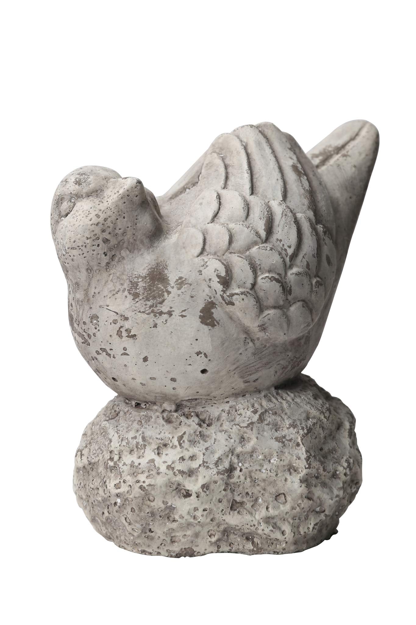 Benjara Cement Bird Figurine In Upright Position With Hollow Base, Gray