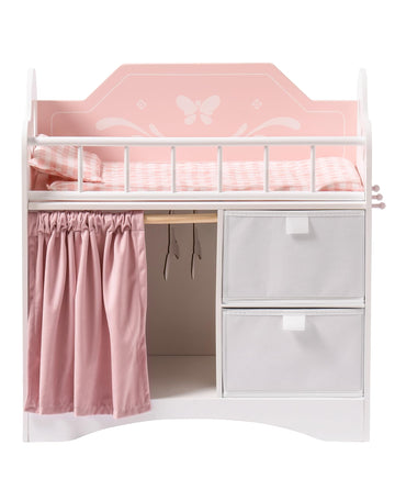 Robotime Baby Doll Crib, Wooden Doll Bed, Toy Baby Crib With Storage, Bedding, And Wooden Hooks, Doll Crib Fits Dolls Up To 21''