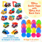 Duchong Prefilled Easter Eggs with Cars Toys for Easter Eggs Hunt,12 Packs 2.8 Plastic Eggs with Pull-Back Construction Vehicles