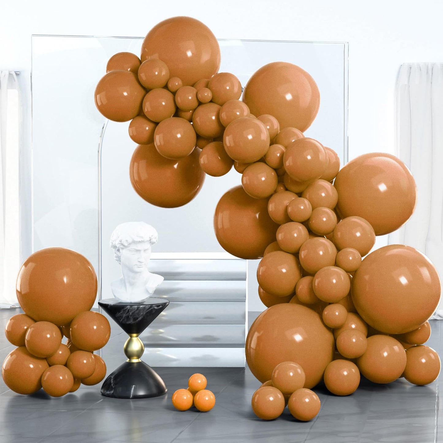 PartyWoo Brown Balloons Pack - 100 pcs in 5"-18" Sizes, Matte Rubber, Perfect for Party Decorations, Model 4711100078573