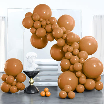 PartyWoo Brown Balloons Pack - 100 pcs in 5"-18" Sizes, Matte Rubber, Perfect for Party Decorations, Model 4711100078573
