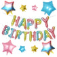 Happy Birthday Balloons Banner, Rainbow Happy Birthday Foil Balloons 16 Inch Mylar Foil Letter Balloons With 8 Pcs Gradient Blue