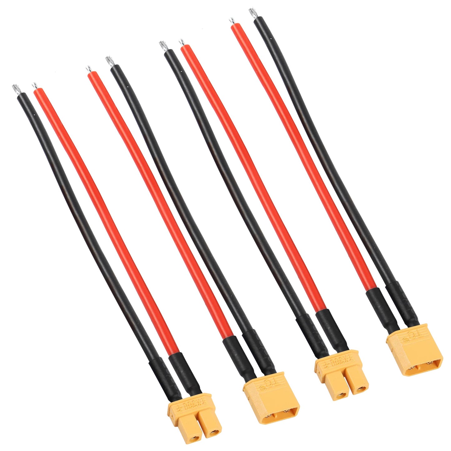 YACSEJAO 2 Pairs XT30U Male and Female Connector 18AWG 4 inch XT30U Plug Silicone w/Battery Straps RC Lipo Battery Cable for RC
