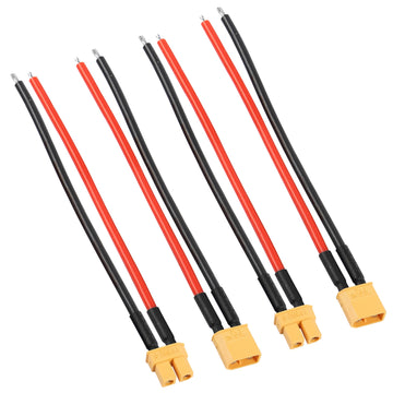 YACSEJAO 2 Pairs XT30U Male and Female Connector 18AWG 4 inch XT30U Plug Silicone w/Battery Straps RC Lipo Battery Cable for RC