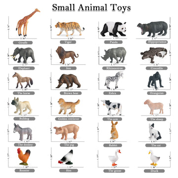 Rcomg 24 Pcs Small Animal Toys Set: Farm Animal Toys & Forest Animal Figures, Realistic Animal Figurines Cake Topper Party Favor For Kids Toddlers