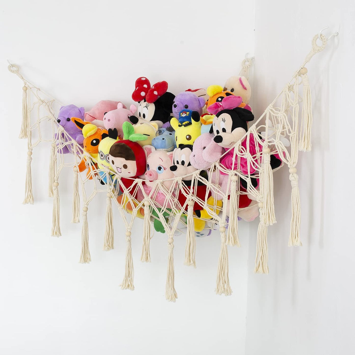 Diocos Stuffed Animal Net or Hammock - Macrame Toy Storage, Plush Organizer, Corner Hanging Net, Boho Nursery for Kidroom Playro