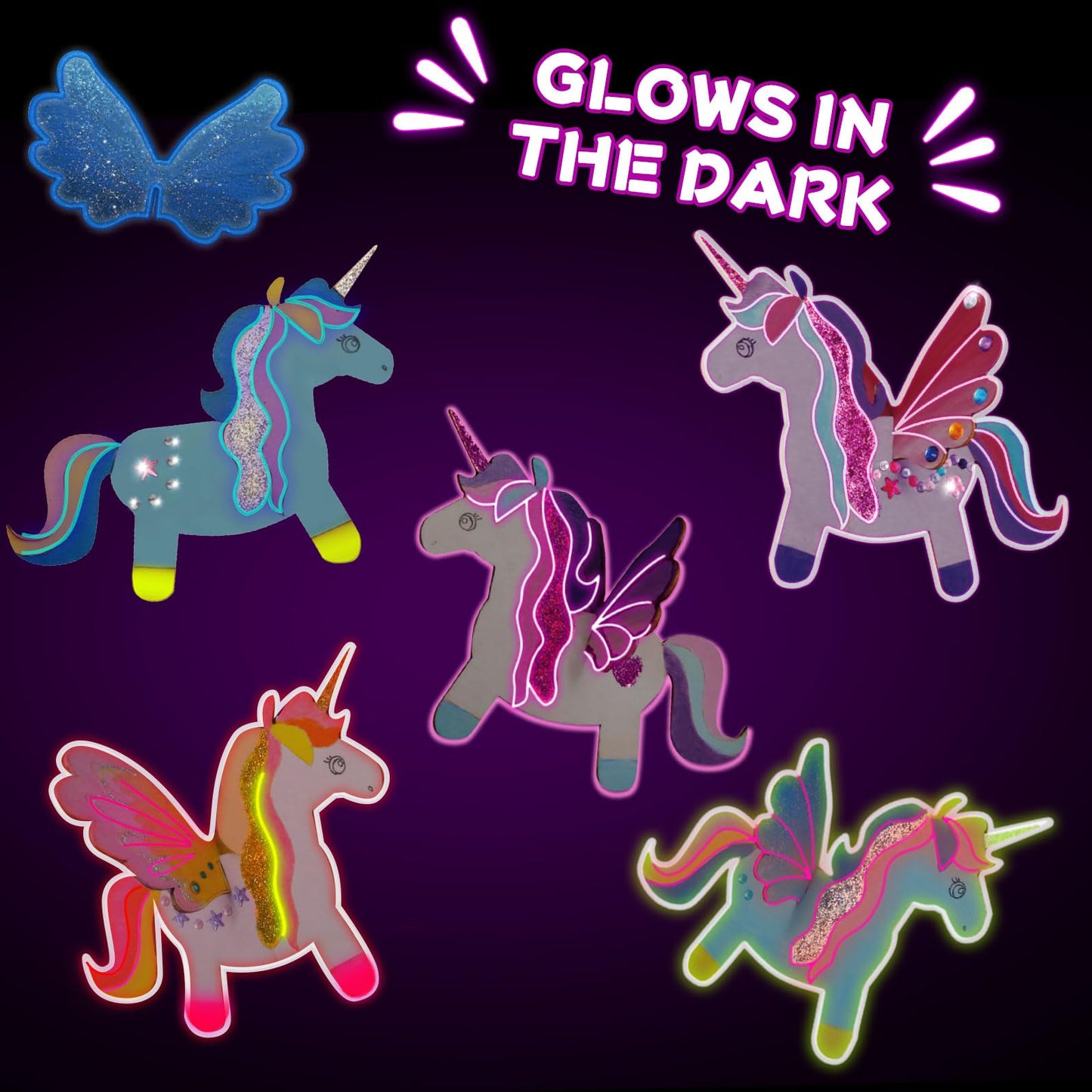 Yrinfay Glow In The Dark Unicorn Painting Kit - Arts And Crafts Easter Gifts For Kids 4-8 8-12 - Creative Cool Art Toys For Boys