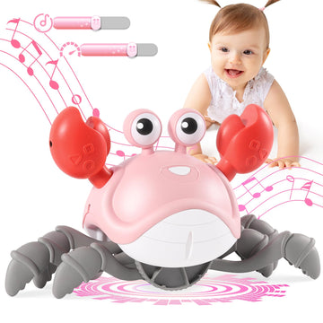 Crawling Crab Baby Girl Toys 3.0, Upgraded Tummy Time Baby Toys, Toddler Easter Basket Stuffers, Walking Dancing Crab With Music Speed Control For 1 2 3 4 5 6+ Year Newborn Birthday Gifts