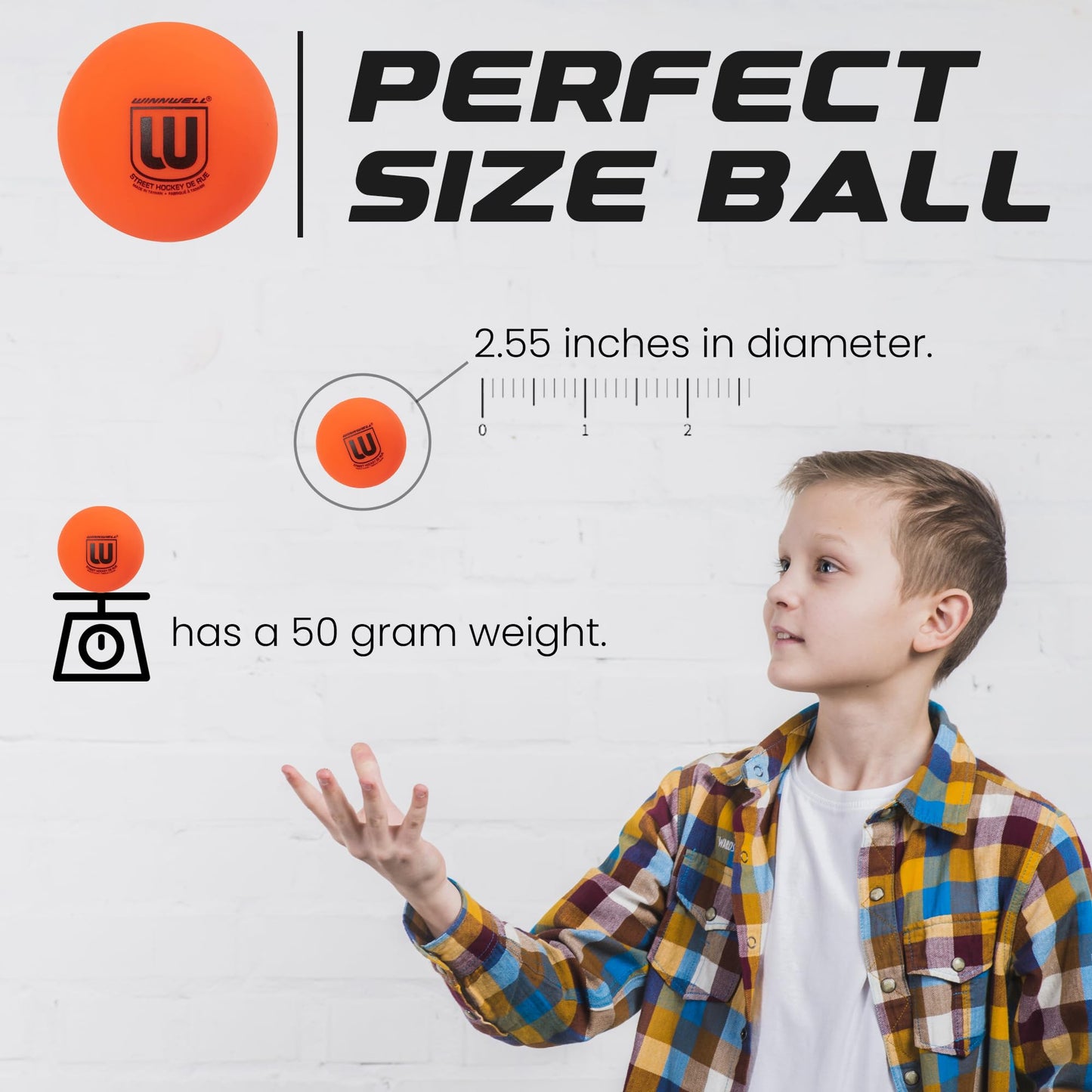 Winnwell Sports Street Hockey Balls - Indoor & Outdoor Balls with Storage Bag - Hockey Gear Ideal for Field  Road  Or Street Hockey Games - 65mm & 50 Gram Weight