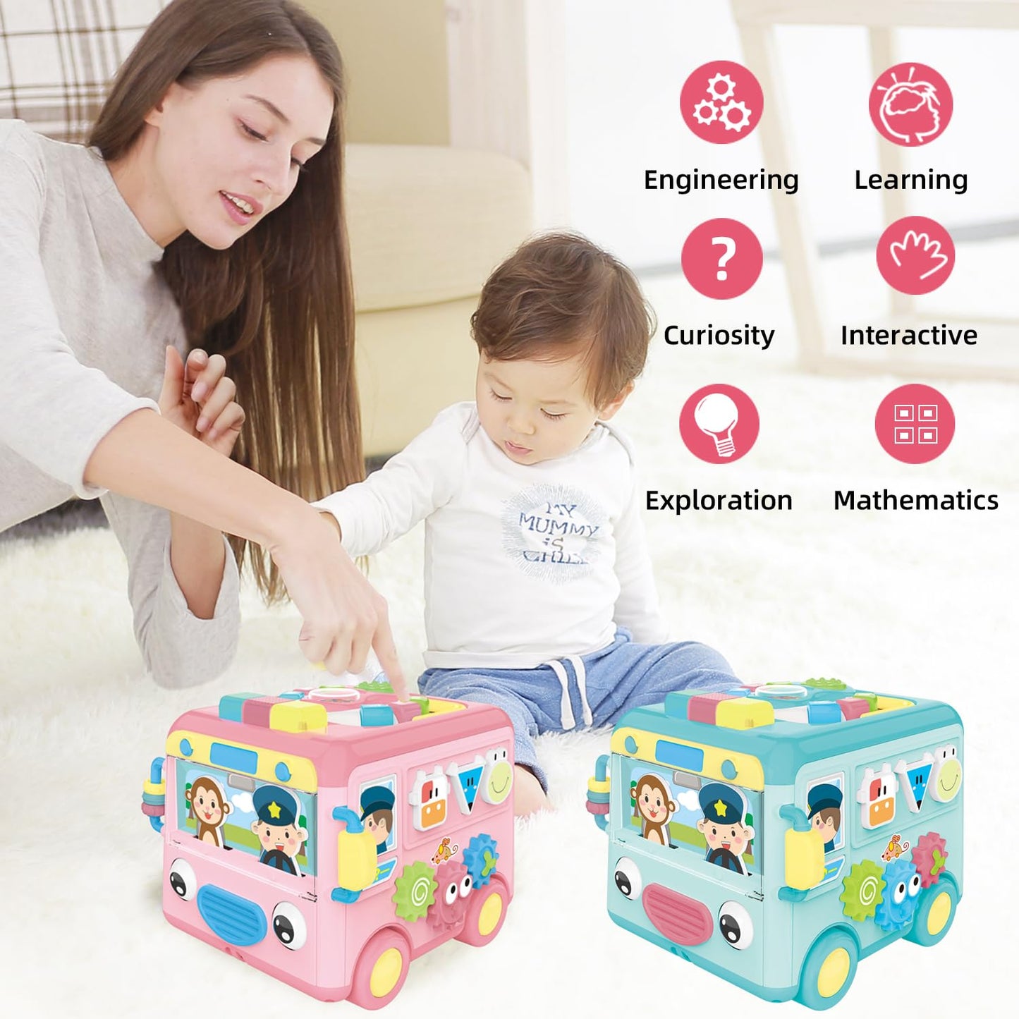 Syozac Toys for 1 Year Old Girls Learning Toy with Music/Math/Activity Game 8 in 1 Interactive Baby Early Educational Toy Montes