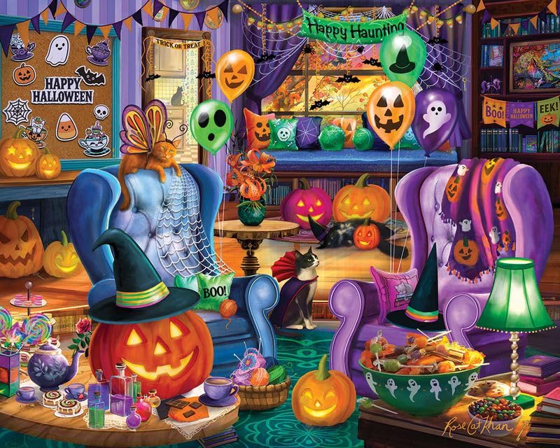 White Mountain 1000 Piece Halloween Jigsaw Puzzle Spooky Fall and Autumn Large Piece Puzzles Gift for Adults and Family 24x30 - 