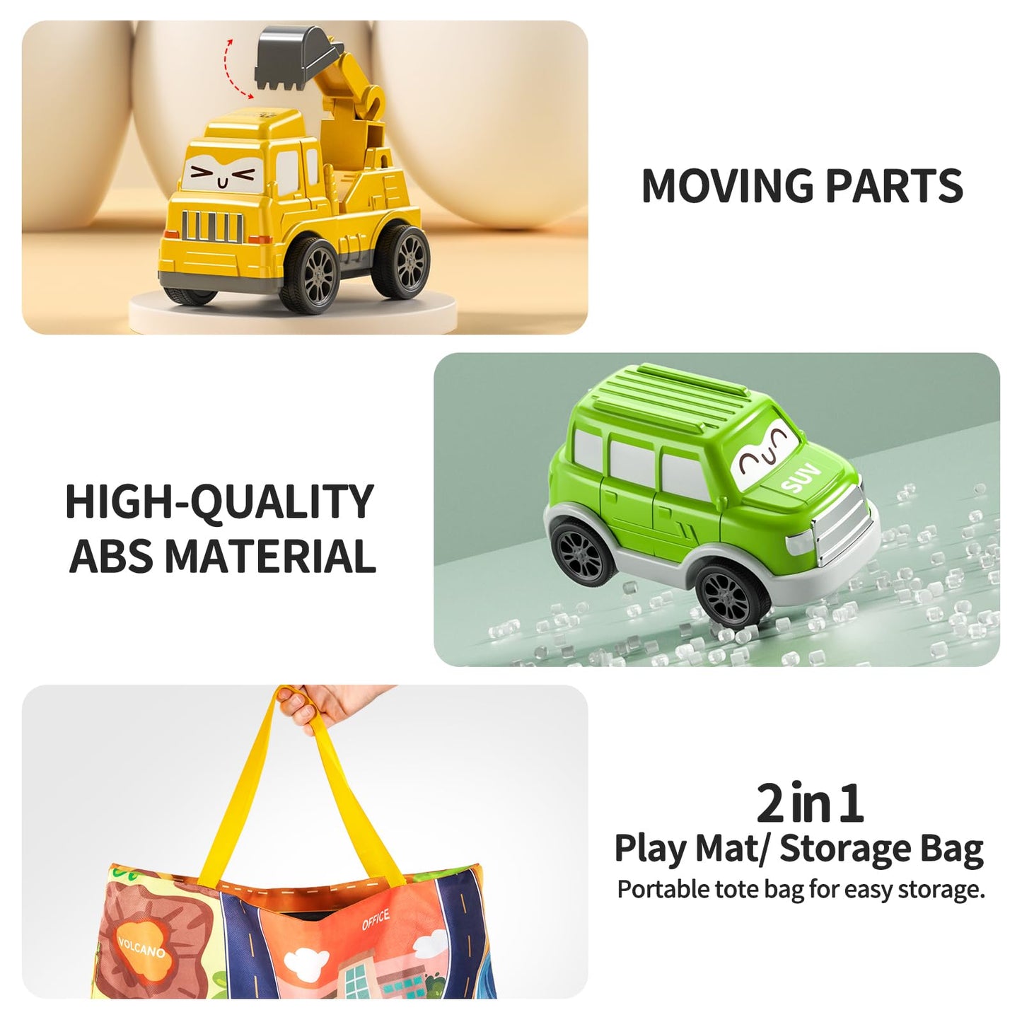 TEMI Baby Toddler Toys, 15 Pieces Baby Truck Car Toy with Play Mat/Storage Bag, Baby Toys for 1 2 3 Year Old Boy, 1 2 Year Old B