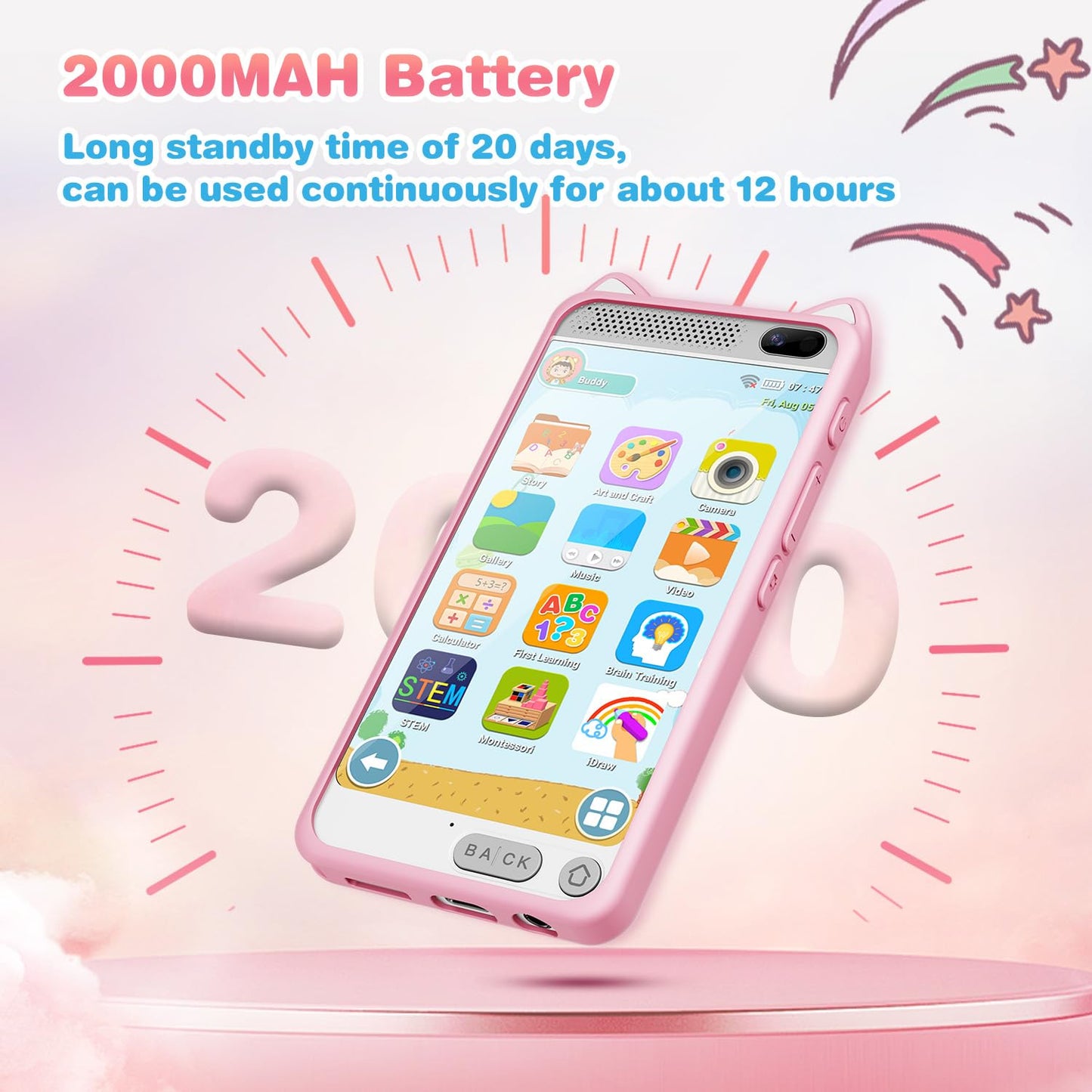 Kids Smart Phone Toys For Girls 3.97'' Touchscreen Toddler Phone Learning Toy Christmas Birthday Gifts For Girls Age 3-12, Mp3 M
