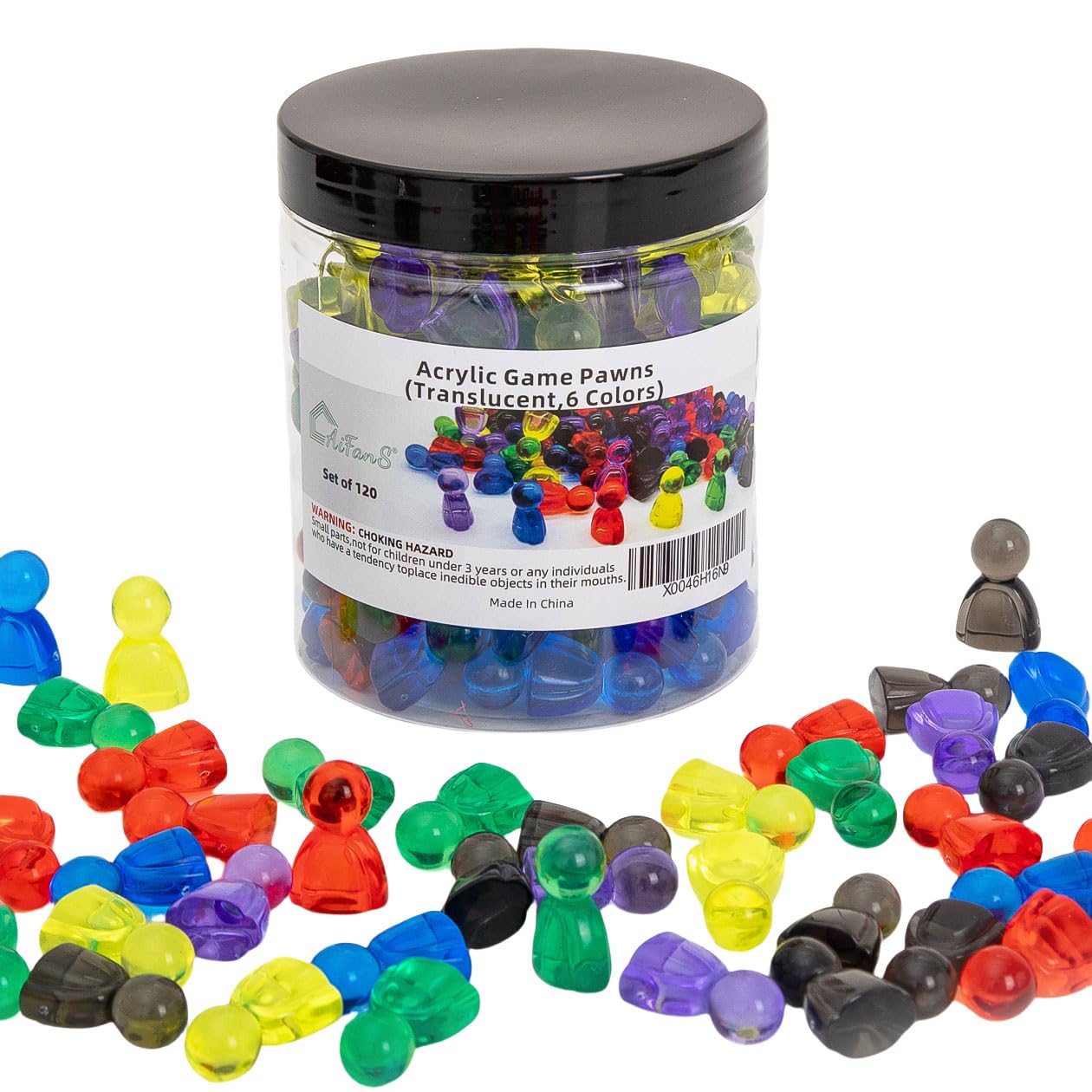 120 Pieces Game Pawns,Game Pieces For Board Games,Plastic Tokens Board Game Accessories With Portable Box(Translucent,6 Colors)