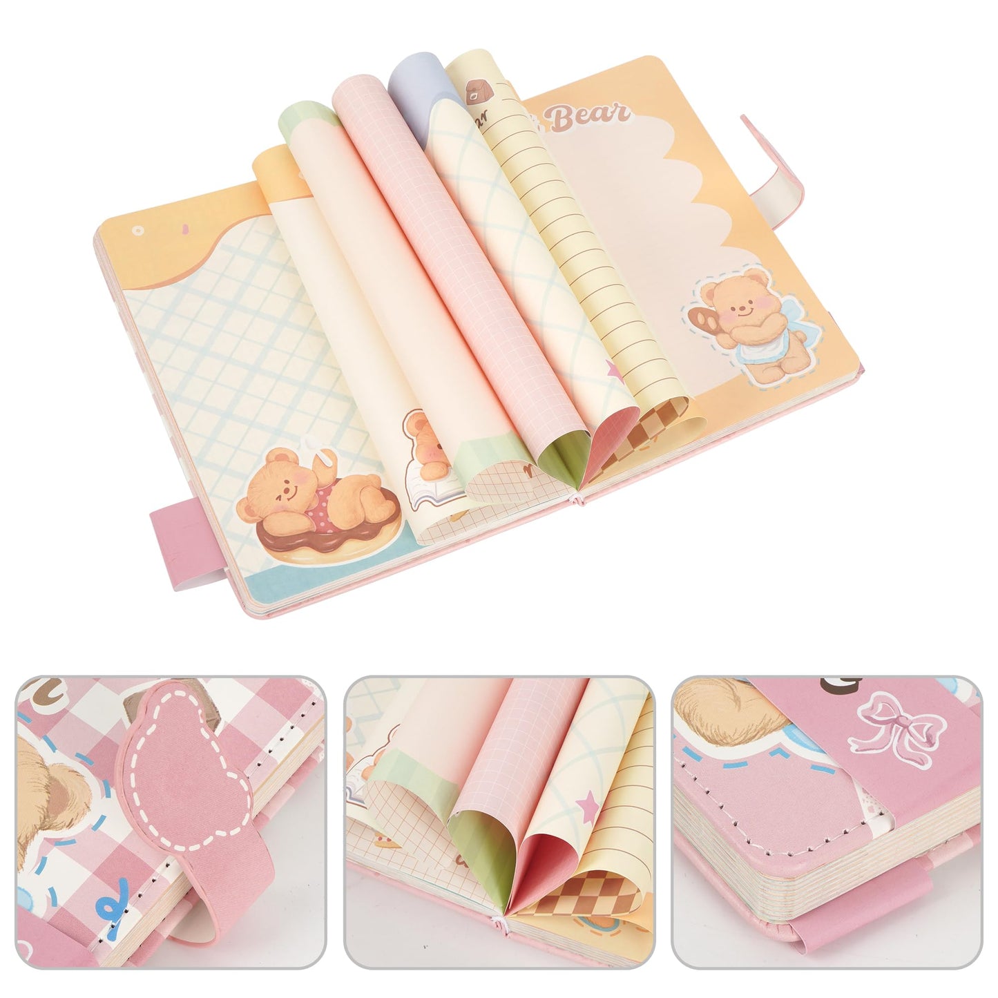 Zeph Hosea Cute Cartoon Notebook Kawaii Journal Notebook Japanese Sketchbook Leather Cover Diary Notepad Travel Notebook (Y-Pink