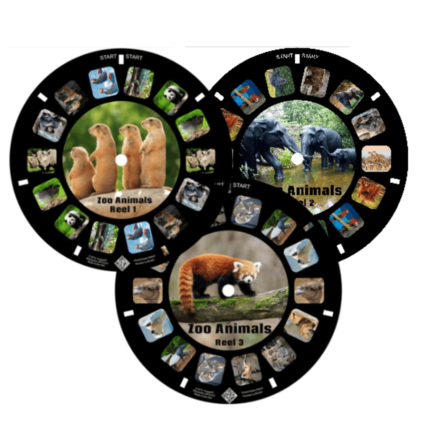 Mayko Zoo Animal Reels For Viewfinder Compatible With Viewmaster And Image3D Viewers. Set Of 3 (Reels Only)