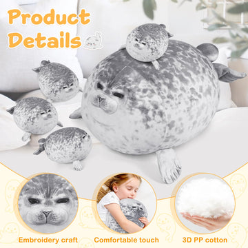 Kmuysl Seal Plush Toys For Girls Ages 3 4 5 6 7 8+ Year - Seal Mommy Stuffed Animal With 4 Babies In Her Tummy, Plush Toys Set For Girls, Kids, Ideal Christmas Birthday Gift